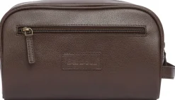 Barbour Leather Washbag Toilettilaukku, Tummanruskea