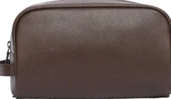 Barbour Leather Washbag Toilettilaukku, Tummanruskea