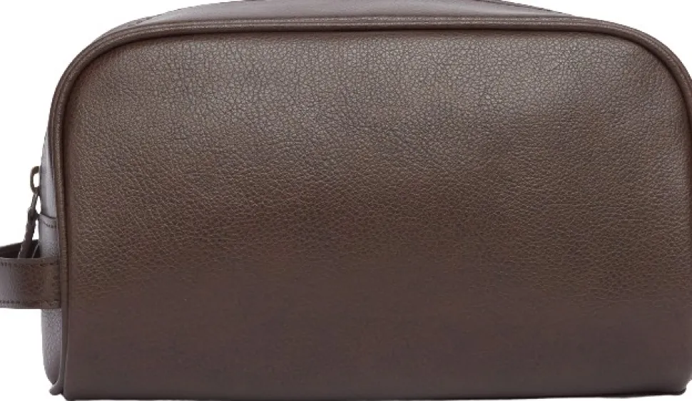Barbour Leather Washbag Toilettilaukku, Tummanruskea