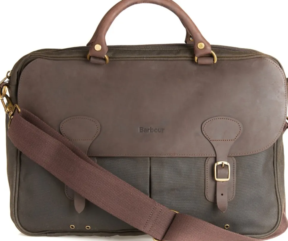 Barbour Wax Leather Briefcase Laukku, Olive