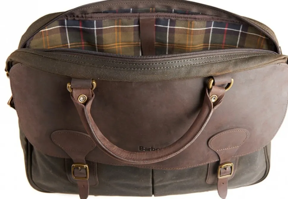 Barbour Wax Leather Briefcase Laukku, Olive