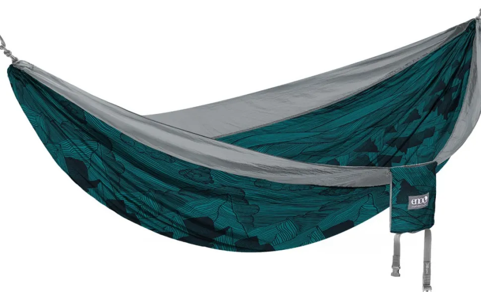 Eno Doublenest Bluesign Print Kahden Hengen Riippumatto, Mountains To Sea/Grey