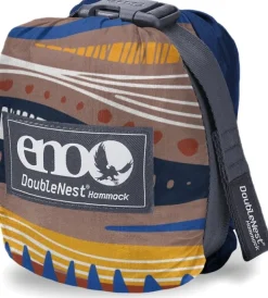Eno Doublenest Bluesign Print Kahden Hengen Riippumatto, Tundra/Navy