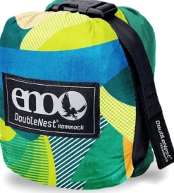Eno Doublenest Bluesign Print Kahden Hengen Riippumatto, Retro/Emerald