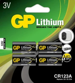 Gp Litiumparisto Cr123A, 4 Kpl