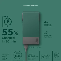 Gp Powerbank M2 20000 Mah Varavirtalahde, Vihrea
