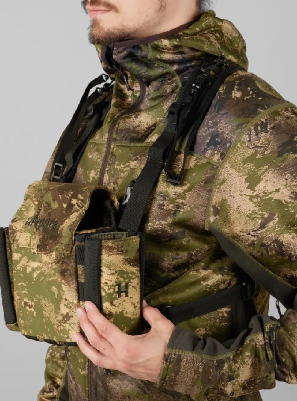 Harkila Deer Stalker Camo Bino Strap Kiikarin Kantolaukku Valjailla, Axis Msp®Forest