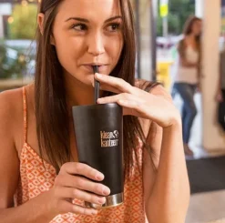 Klean Kanteen Straw Lid Juomakansi Pillinreialla, Musta