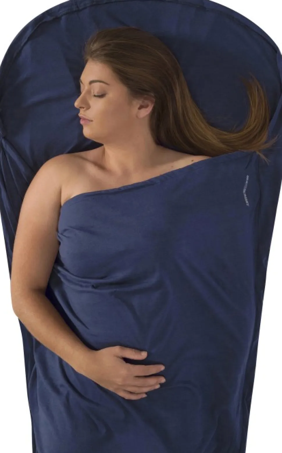 Sea To Summit Sleepliner Cotton Premium Mummy With Hood Navy Blue