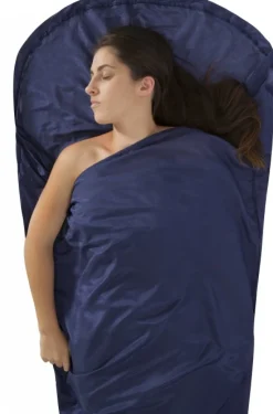 Sea To Summit Sleepliner Silkcotton Mummy With Hood Navy Blue
