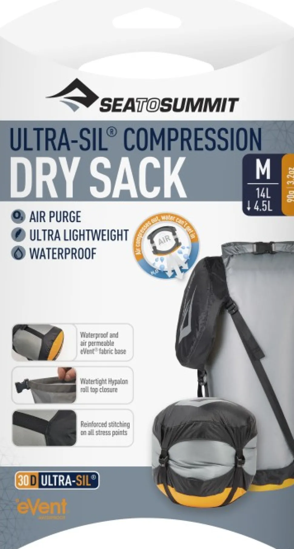 Sea To Summit Ultra-Sil Event Compression Dry Sack Medium 14L/4,5L Grey