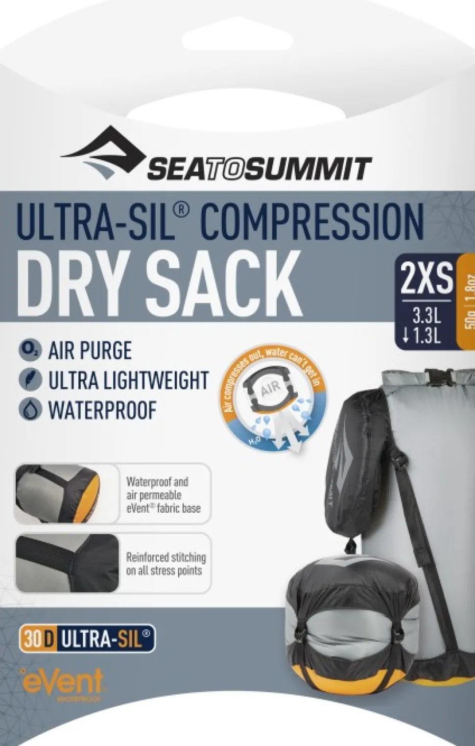 Sea To Summit Ultra-Sil Event Compression Dry Sack Xxsmall 3,3L/1,3L Grey