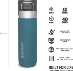 Stanley The Quick Flip Water Bottle Vakuumieristetty Juomapullo, 0,7 L, Lagoon